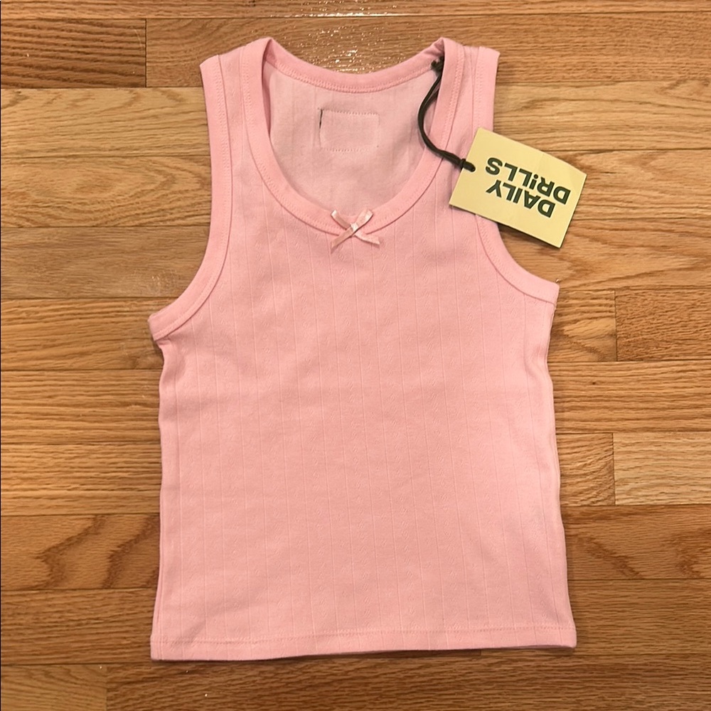Daily drills pink pointelle tank xs/s